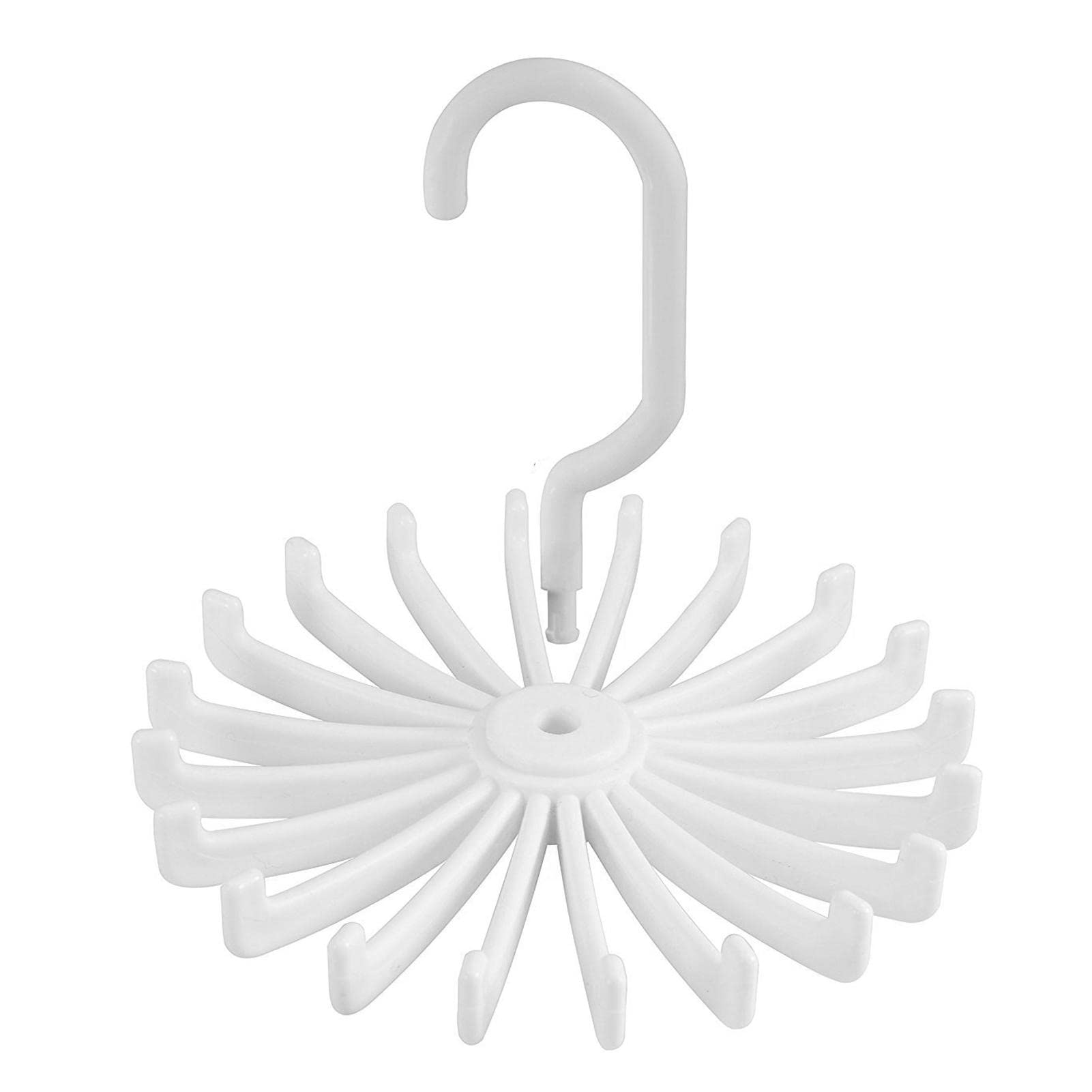 Eastuy White Tie Rack Holder | Scarves Hanger For Closet | Multipurpose Wardrobe Organizer 360° Rotating, Ties Scarf Hook For Closet Storage