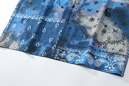 HDDNZH Camicia Hawaiana da Uomo - Blue Tie Dye