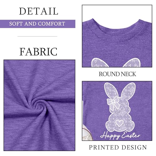 Image of Ithalt Kids Easter Shirts for Girls Cute Bunny Graphic Tshirt Easter Long Sleeve Tops 5-14y