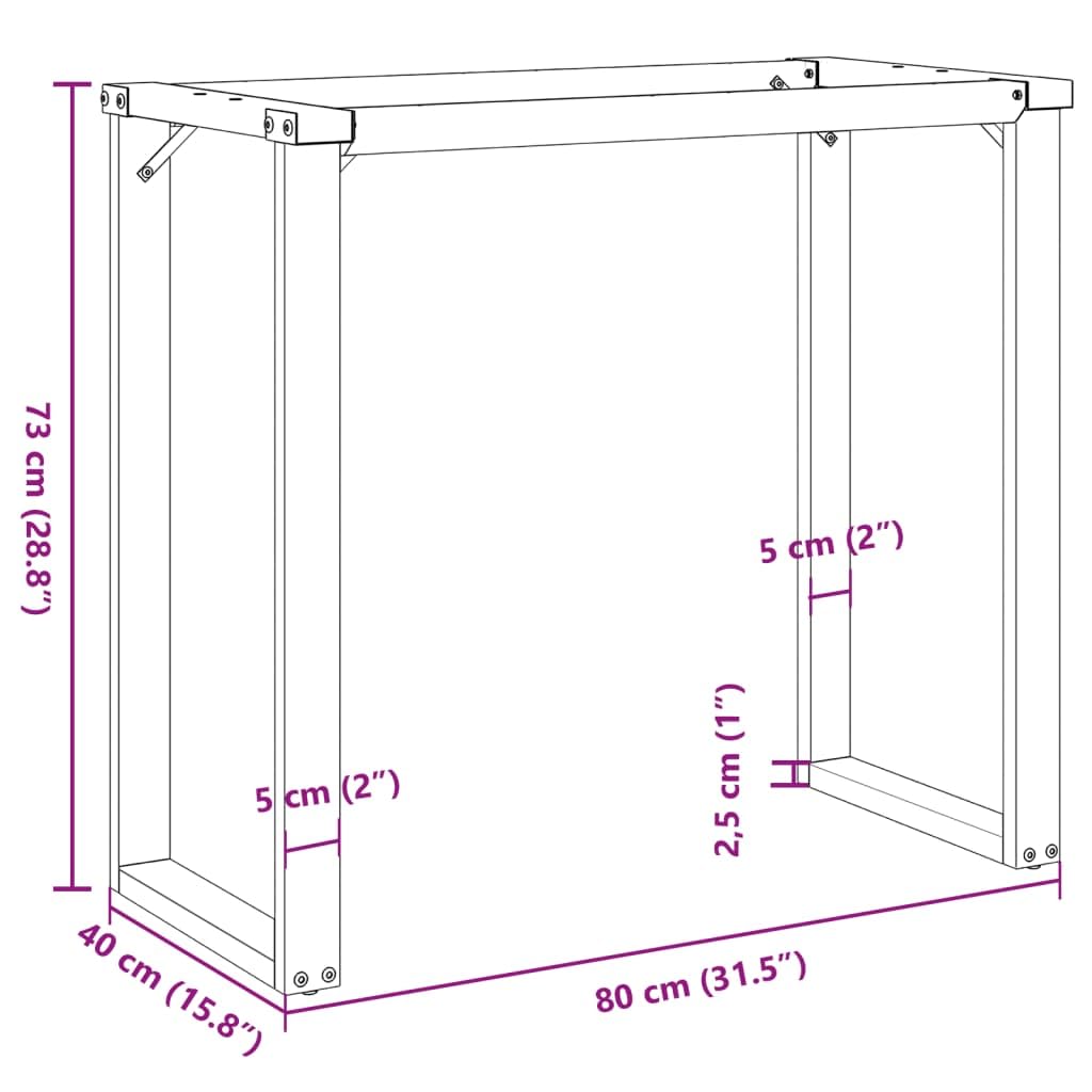 vidaXL Telaio Gambe a O per Tavolo da Pranzo 80x40x73 cm in Acciaio