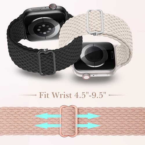 Image of Delidigi Stretchy Bands Compatible for Apple Watch Band Women 40mm 38mm 41mm 42mm 44mm 45mm 46mm 49mm, Nylon Braided Straps for iWatch Series 11 10 9 8 7 6 SE 5 4 3 Ultra 3 2 1