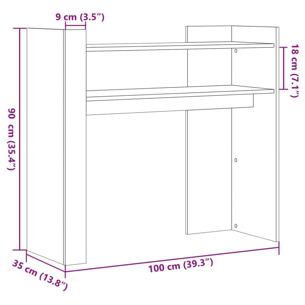 Mesa consola de roble ahumado, 100 x 35 x 90 cm, de madera, mesa auxiliar clásica para pasillo, salón y entrada, muebles de pasillo