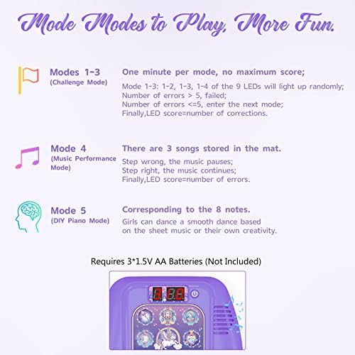 GirlsHome Dance Mat for Kids, Light Up LED Dance Pad with 5 Game Modes, Built-in Music, Touch Sensitive Kids Musical Mat, Dance Floor Mat Unicorn Toys for Toddler Girls & Boys Ages 5+ Birthday Gift 4 51SBJr25P7L. AC