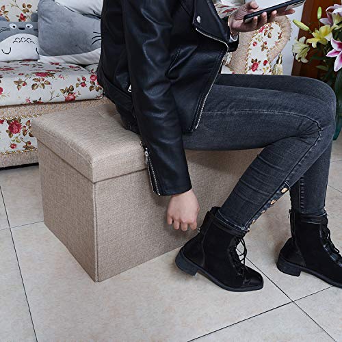 image for WoneNice Linen Folding Storage Ottoman Bench, Storage Chest Footrest P