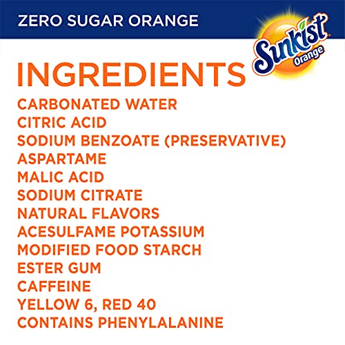 Sunkist Zero Sugar Orange Soda, 12 fl oz cans, 12 pack image 2