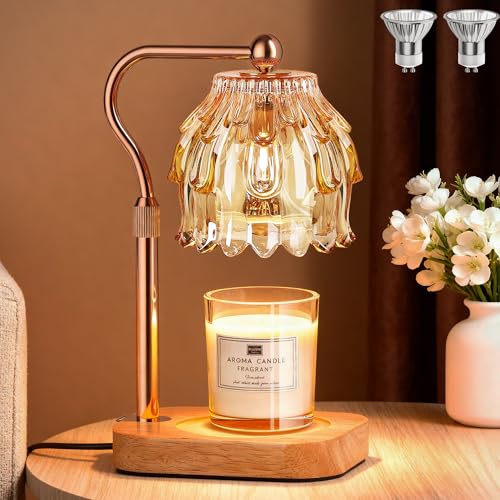 Candle Warmer Lamp with Timer - Flower Electric Wax Melter Warmer Adjustable Height for Jar Candles Gift for Women Mom Christmas Birthday Home Decor
