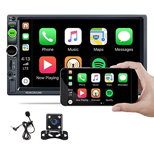 Get Discount Offer Hikity Apple CarPlay Stereo Double Din Android Auto 7 Inch Touch Screen Car Radio, Bluetooth FM Receiver, Mirror Link, SD AUX USB Input, Wireless Remote Control + Backup Camera & Microphone