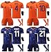フィルジル・ファン・ダイク サッカー ユニフォーム オランダ代表 ロッベン デ・ヨング 2024 ユーロ オレンジ軍団 ホーム アウェイ 非公式 プレゼント 大人用 キッズ用 上下セット 靴下付き レガーズ付き