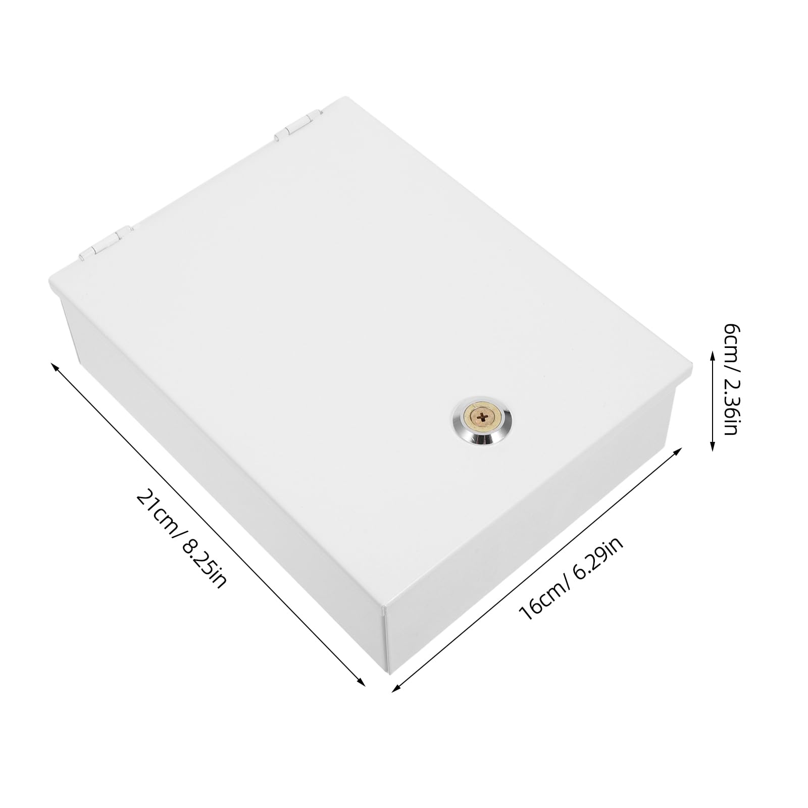 Cassetta di Sicurezza in Ferro Bianco con Chiave 210x160x60 Mm per Pannelli di Allarme, Scatola di Protezione con Serratura Bloccabile, Contenitore per Interruttore di Allarme
