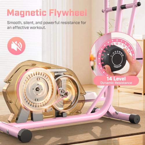 Image of ANCHEER Home Elliptical Machine with Magnetic Resistance&Hand Pulse Sensors | LCD Monitor,14 Resistance Levels,15 inch Stride, Quiet Operation,Low-Impact Exercise,Compact