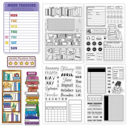 CHGCRAFT 4 hojas de 4 estilos de libros, sellos transparentes, sellos transparentes, sellos de silicona transparentes para bricolaje, álbumes de recortes, decoración de álbumes de fotos, 4.3 x 6.3