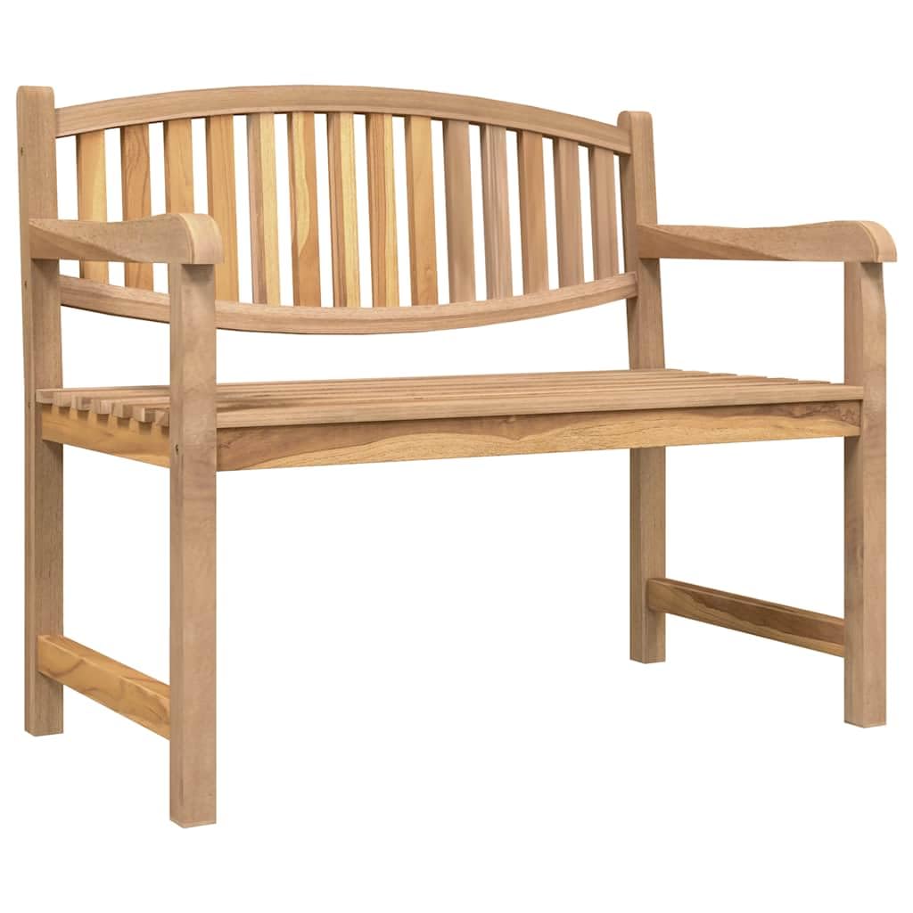 Ławka ogrodowa z drewna tekowego, 114 x 59 x 87 cm, z oparciem i podłokietnikami, lite drewno, do użytku na zewnątrz, obciążenie do 110 kg na jedno miejsce