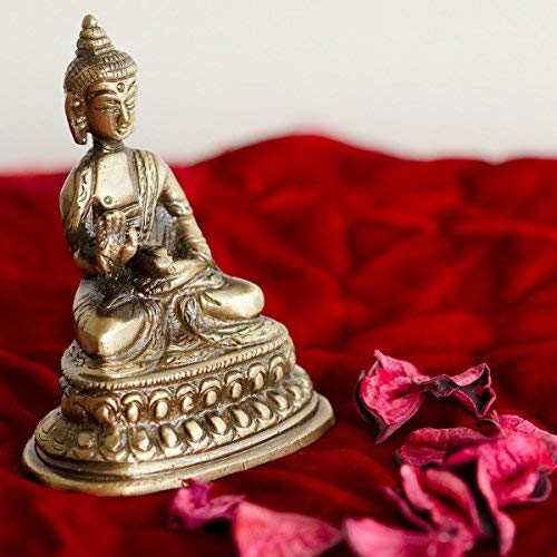 Buda de latón meditando marrón de 10 cm con acabado antiguo 2