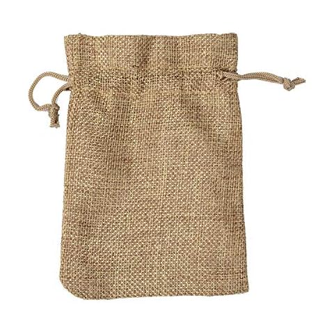 FGF-EU 50 Pieces Burlap Bags with Drawstring Gift Bags Christmas Sacks Wedding Party Favor Bags - 9cm x 12cm(Khaki) Cover