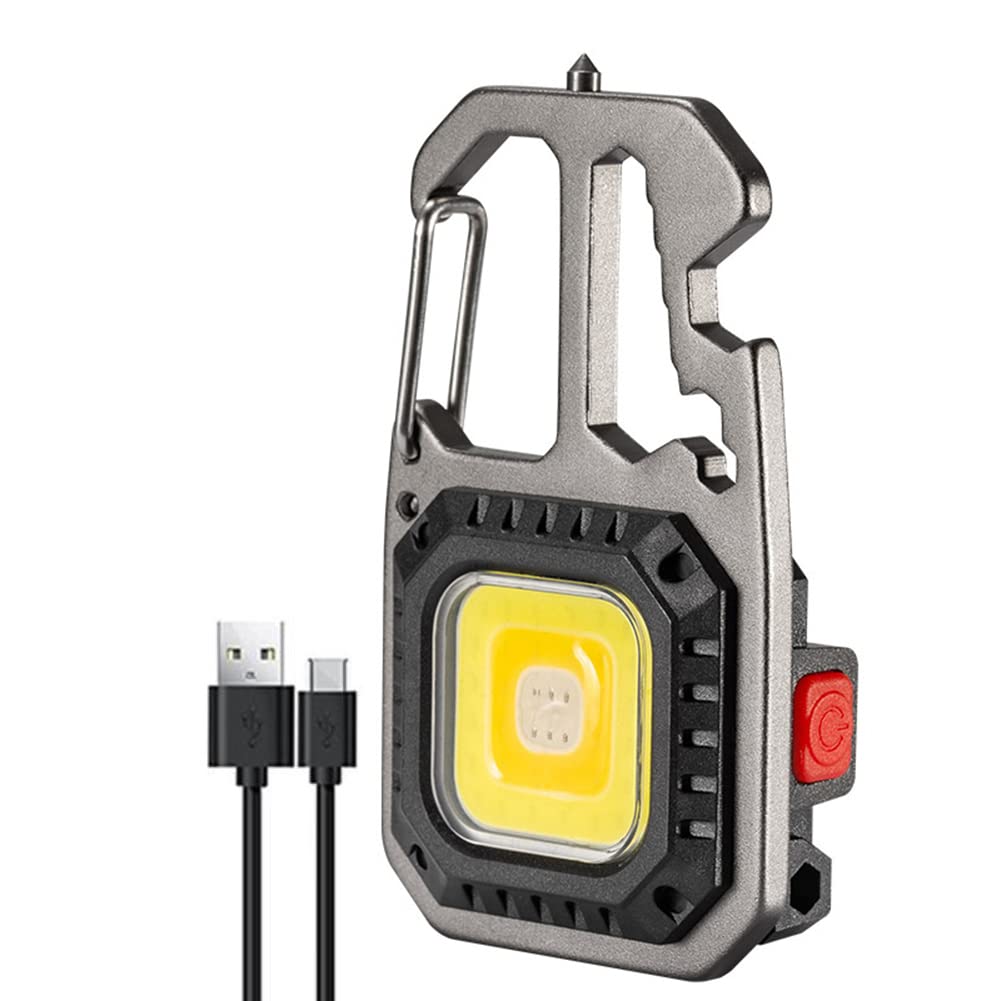 CUEI Torcia LED Portachiavi Ricaricabile 7 Modalità - Mini Lampada Da Lavoro Magnetica Con Gancio, Batteria 18650 Inclusa, Per Campeggio, Pesca E Manutenzione Auto - 4