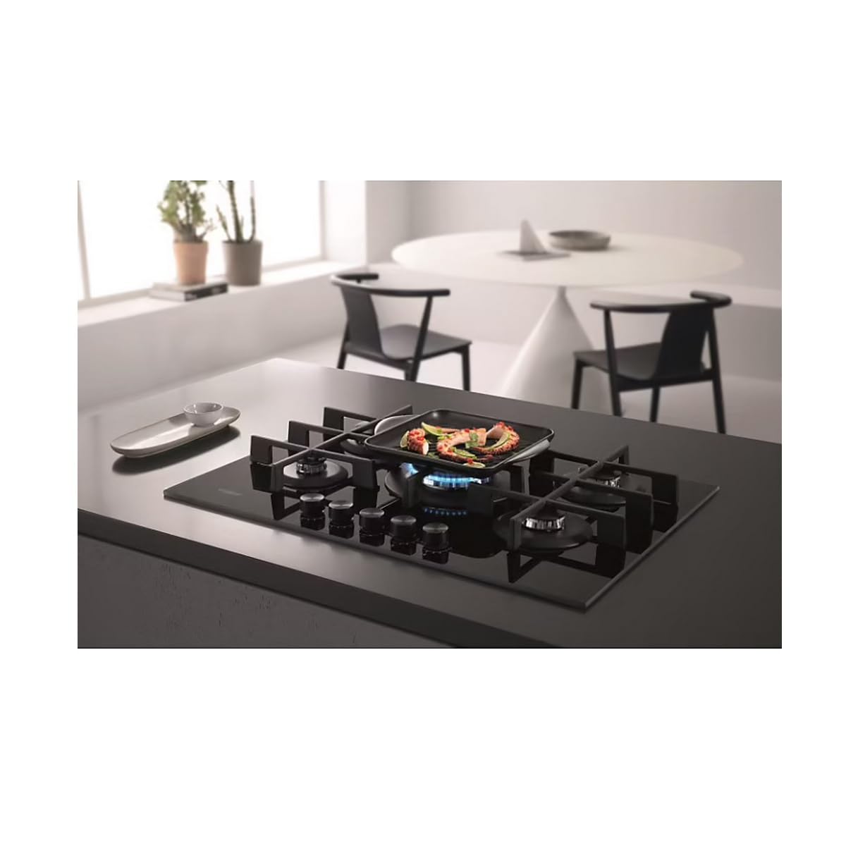 Piano cottura a gas Whirlpool | Modello GOWL758/NBFR | Gas su vetro | 73 cm | Tartufo nero | 5 fuochi a gas | vetro a specchio