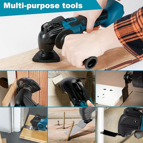 Multifunktionswerkzeug Kompatibel mit M-.akit/-a Akku 18V, Multifunktionsspaten Schneiden Schleifen Trimmer Holzbearbeitung Werkzeuge,Oszillierwerkzeug Erfordert eine eigene Lithium-Batterie – Bild 6