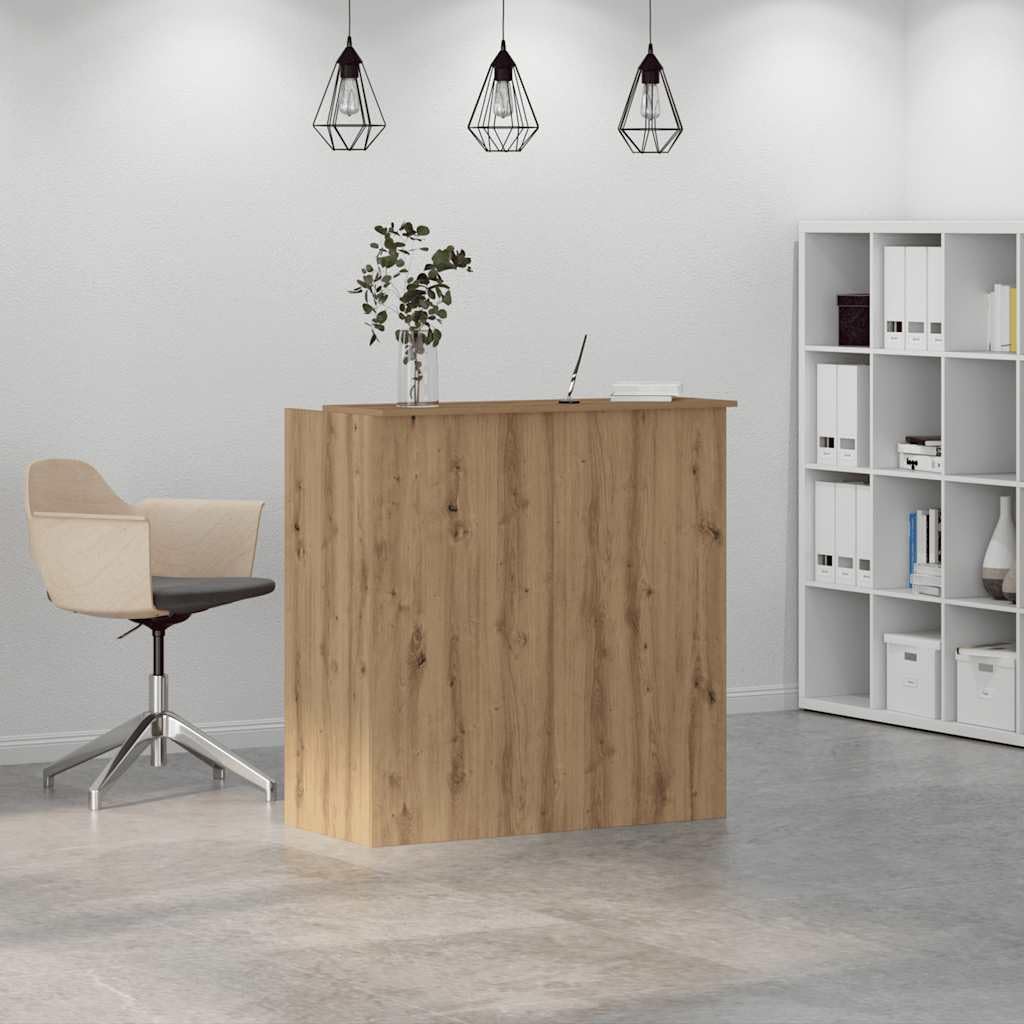 Hothingwell Ufficio Ricezione Chene Artigianale 100 x 50 x 103,5 cm Legno Ingenierie | Scaffali integrati, piano di lavoro alto, discreto, versatile per ufficio, hotel, clinica
