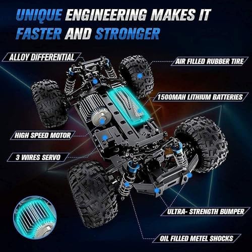 Image of 1:18 Scale Racing Rally RC Car 4WD Off-Road Remote Control Vehicle 35KM /H Speed 2.4GHz Monster Truck Rechargeable Battery All-Terrain Wheels Multicolor