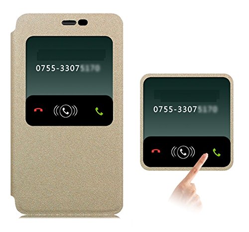 Image of Heartly GoldSand Sparkle Luxury PU Leather Window Flip Stand Back Case Cover for Meizu M2 Note - Best Black