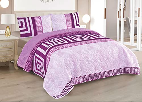 BESCH Colcha Boutis para Primavera y Verano Bicolor Reversible Estampada + 2 Funda Cojin 50x70 cm - Colcha Ligera Fina Entretiempo (Cama 150, 240x260cm)