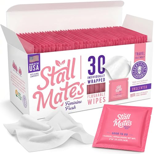 Stall Mates Feminine Fresh Flushable Wipes, PH Balanced, 30 Count