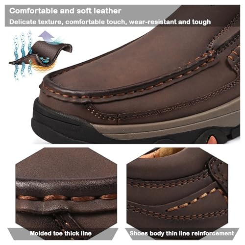 Mens Loafers Leather Slip on Waterproof Driving Casual Dress Shoes, Men's Soft Lightweight Comfortable Business Shoes for Walking and Hiking3