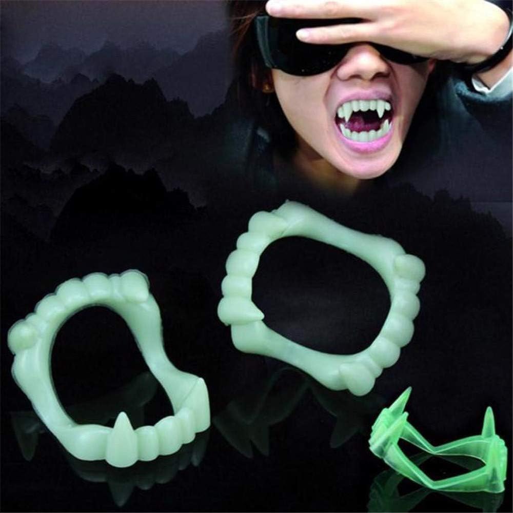 4Pcs Green Vampire Teeth Fangs Glow in The Dark Plastic Fake Vampire Teeth Kids Sharp Teeth Halloween Decorative Luminous Dentures - Image 8