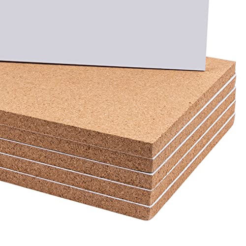 6 Pack Cork Bulletin Board,1/2" Thick Cork Boards Frameless Cork Tiles,Self-Adhesive Corkboards Wall Decor Cork Board Tiles with 50 PCS Pushpins for Office, School and Home(17 x 8  image 5