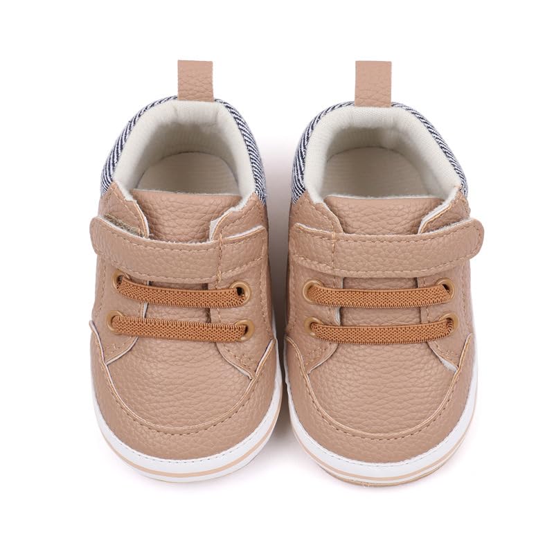 Unisex Baby Boys Oxford Rubber Sole High Top Ankle Solid PU Sneakers, Sport Newborn Infant First Walkers Shoes4