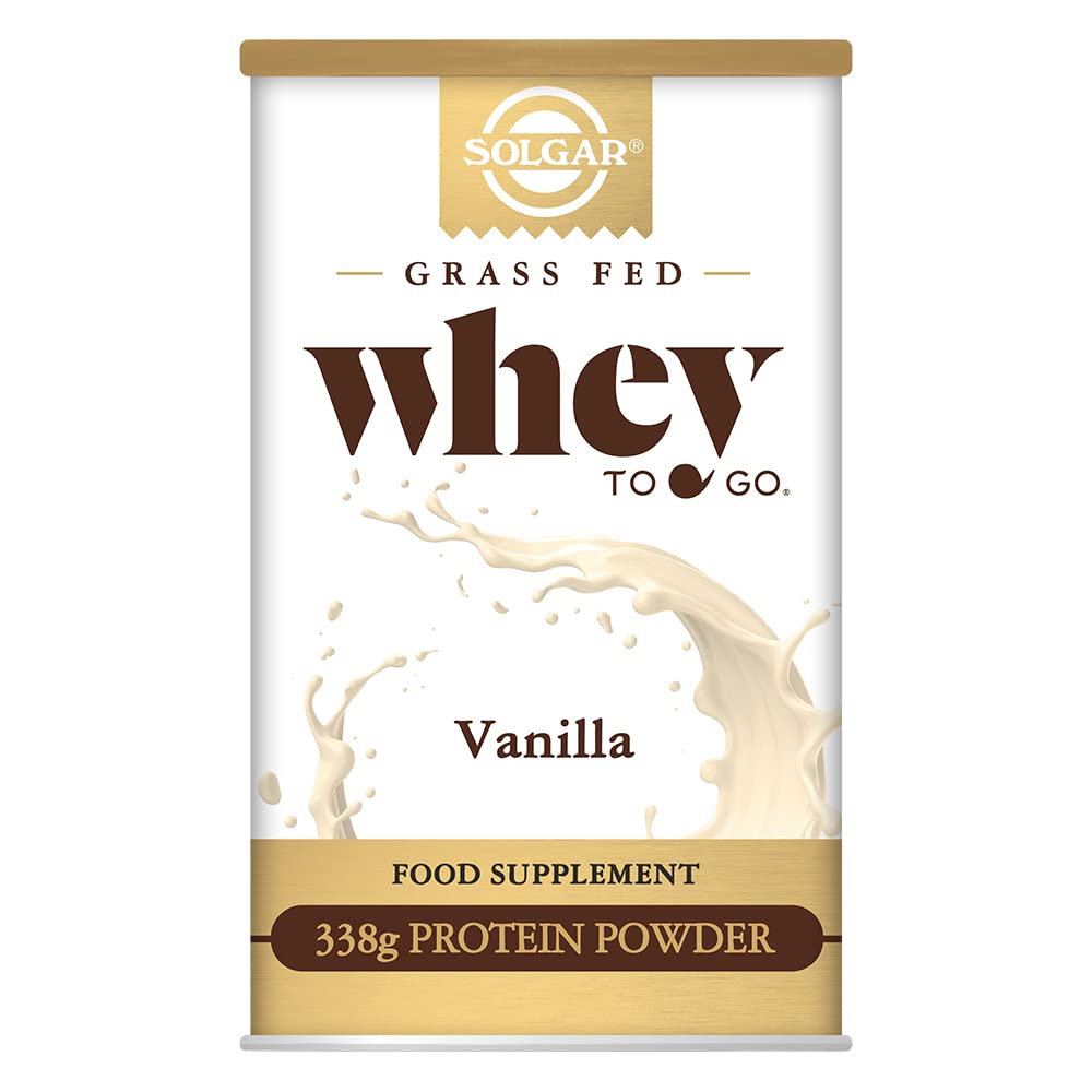 Solgar Grass Fed Whey to Go Protein Powder Vanilla, 11.9 oz - 20g of Grass-Fed Protein from New Zealand cows - Great Tasting & Mixes Easily - Supports Strength & Recovery - 13 servings