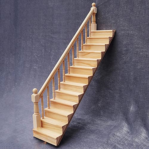 Washranp Miniatur-Puppenhaus-Treppe aus Holz mit Handlauf, Puppenhaus-Treppe aus stabilem Holz, handgefertigt… – Bild 3