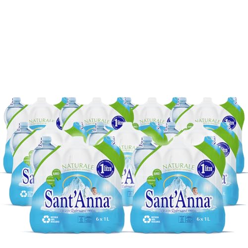 Acqua Sant'Anna Pack 1,0L Naturale | 54 bottiglie | Acqua Minerale Naturale Oligominerale Minimamente mineralizzata | Bottiglie di Plastica 100% Riciclabile