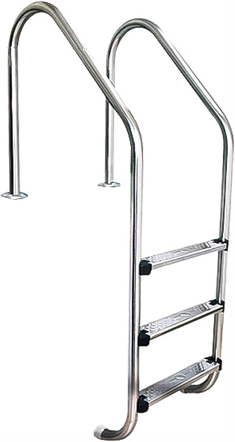 Heavy-Duty Stainless Steel Swimming Pool Ladder, Non-Slip 2/3 Tread Pedals, 330 Lbs Load Capacity, Durable Handrail, Ideal for Above-Ground & In-Ground Pools, Silver Finish