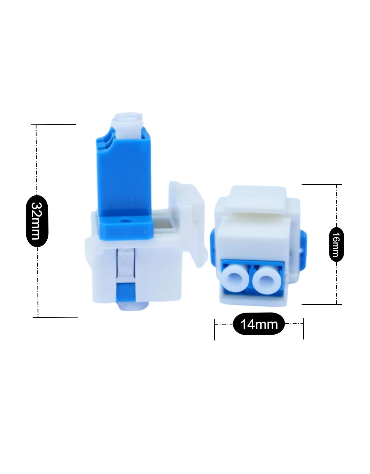 Lot de 25 coupleurs à fibre optique duplex LC vers LC F/F Keystone Jack modulaire, coupleur multimode LC/OM3 (MM) pour panneaux de brassage et plaques murales