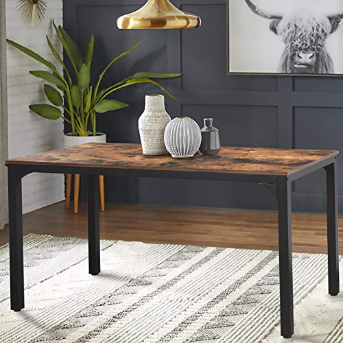 Mupater Industrial Dining Table Desk With Adjustable Footpad For Kitchen And Living Room, 55.1''L X 23.6''W X 29.5''H, Rustic Brown #TOP1