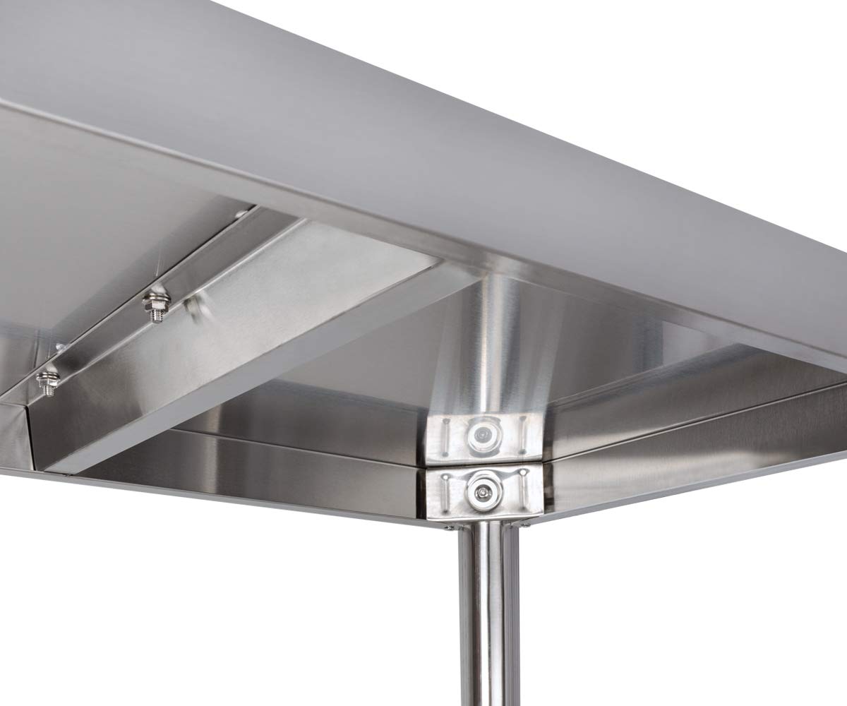 Beeketal 'BER4' Gastro Küchen Schwerlastregal mit 600 kg Tragkraft (150 kg pro Boden), Edelstahl Küchenregal mit 4 Regal Böden und justierbaren Füßen, (B/T/H) 120 x 48,5 x 155,5 cm, Gewicht: 19 kg