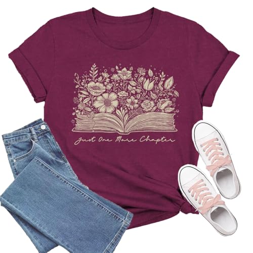 Image of Book Shirts for Women Book Lover T-Shirt Reading Tee Teacher Tops