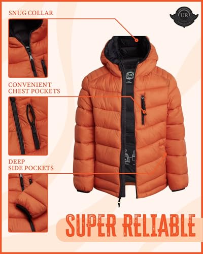 URBAN REPUBLIC Boys Puffer Jacket - Packable Warm Insulated Hooded Boys Winter Coat with Pockets (Sizes 4-20)3