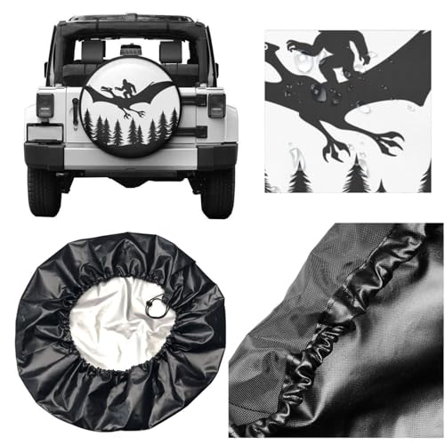 Image of Universal Fit Spare Tire Cover for RV, SUV, and Camper Trailers - Weatherproof Wheel Protector, Funny Bigfoot Decorative Camper Spare Tire Cover 15 in