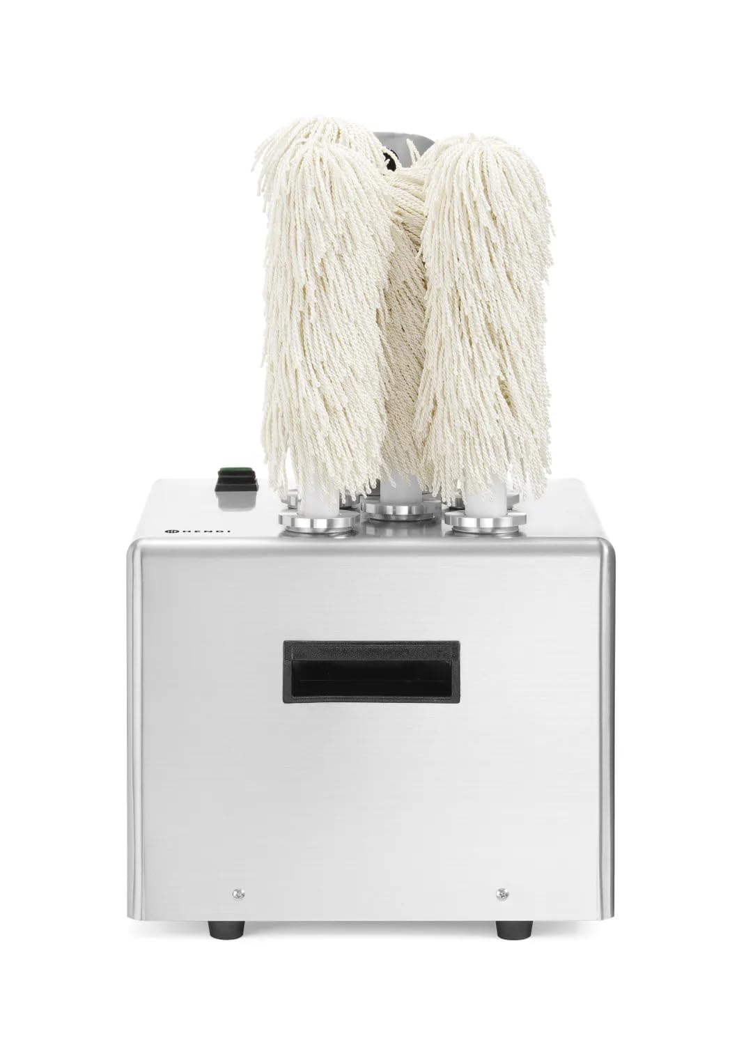 HENDI Lucidatrice per bicchieri in vetro, macchina professionale con 5 spazzole rimovibili per la lucidatura e l'asciugatura di bicchieri in vetro, 220-240V, 50/60Hz, 1350W, 330x305x(H)504mm, inox