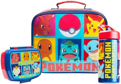 Pokemon Lancheira isolada com lancheira conjunto de garrafa de ág...