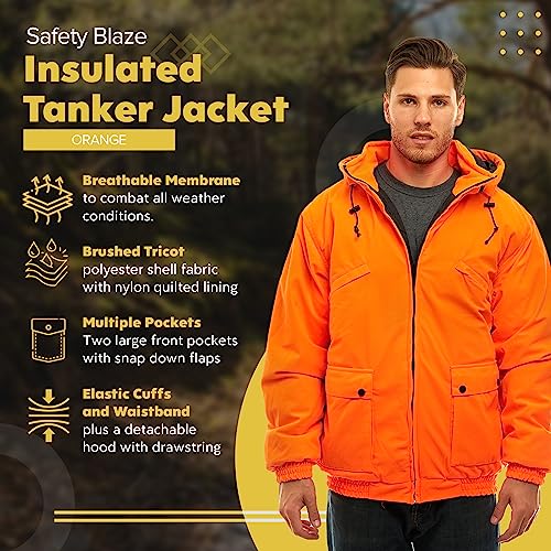 TrailCrest by Treel Men's Safety Blaze Orange Insulated & Waterproof Tanker Jacket4