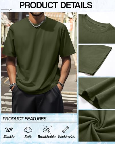 Neer 4 Pack Men's Big and Tall Shirts Summer Cotton Short Sleeve Tee Crew Neck Casual Top Basic Oversize T Shirts4