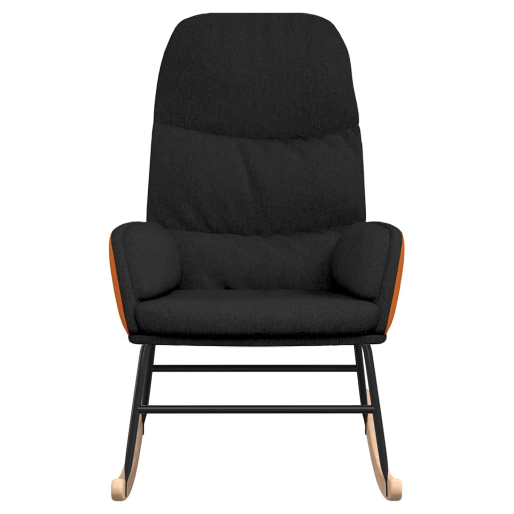 Schaukelstuhl Schwarz Stoff, Gemütlicher Polstersessel für Wohnzimmer, Schlafzimmer & Leseecken, Bequemer Relaxsessel mit Armlehnen, Robuster Loungesessel für Ihr Zuhause