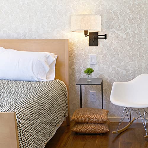 Samteen Black Swing Arm Wall Sconce Plug In Wall Lamp With Drum Shade Modern Farmhouse Wall Sconce Plug In Wall Mounted Light Fixtures #TOP1