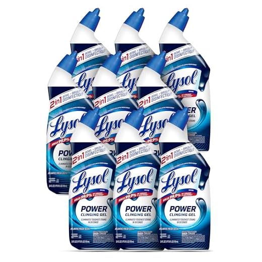 Lysol Power Toilet Bowl Cleaner Gel, For Cleaning and Disinfecting, Stain Removal, 24oz ( 9 count)