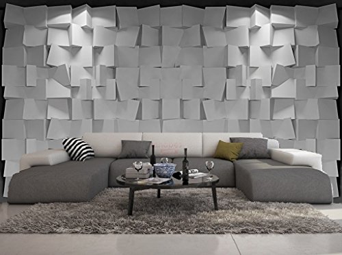 Papier peint 3d cube gris moderne 415x254 cm pour salon