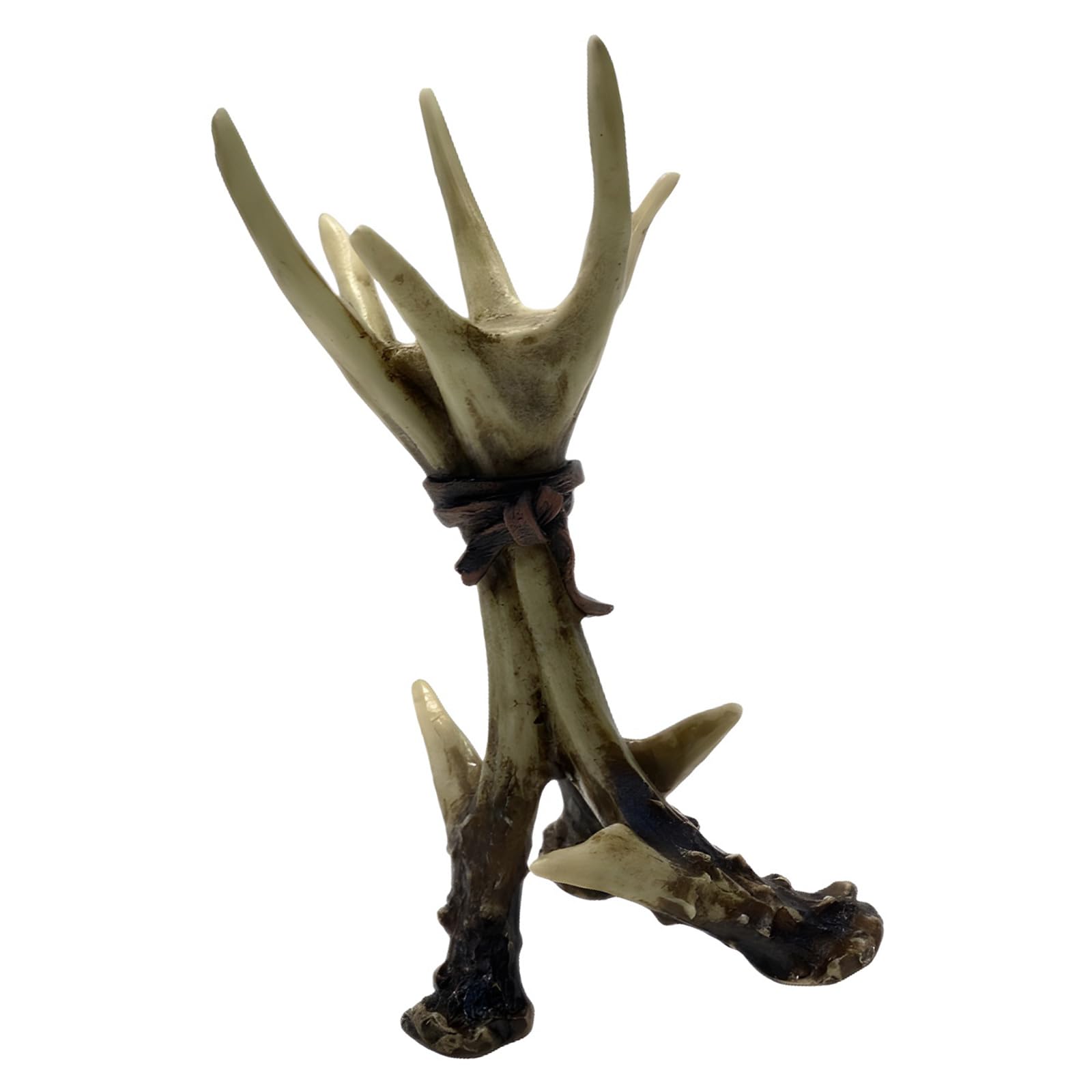 Deer Horn Candlestick Stand Resin Antler Design, Country Pillar Display for Cabin Mantel, Bookshelf, Study and Dining Room Decor Antler Holder Resin Deer Horn Stand