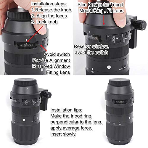Ishoot Tripod Mount Ring, Lens Collar Support Compatible With Sigma 100-400Mm F/5-6.3 Dg Os Hsm Contemporary Lens (Ef/F Mount), Bottom Is Arca Quick Release Plate For Arca-Swiss Fit Tripod Ball Head #TOP5
